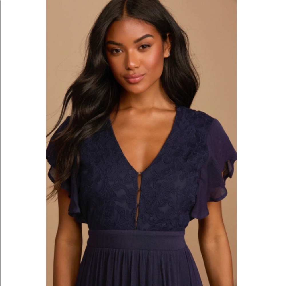 LuLus Navy Totally Dreamy A line Maxi dress
